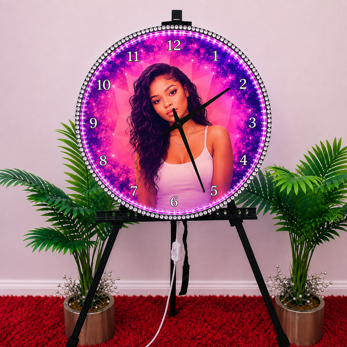 Personalized 20" LED Photo Wall Clock – Custom Light-Up Clock