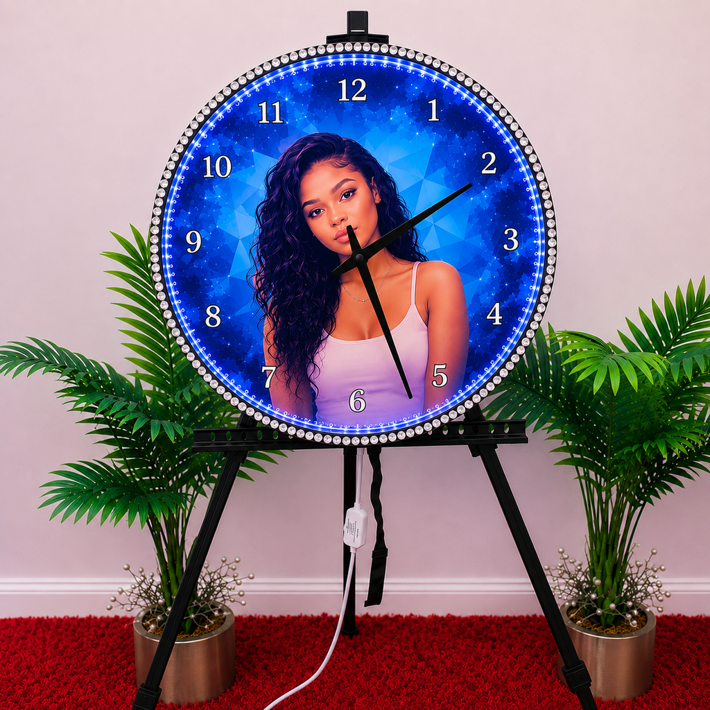 Personalized 20" LED Photo Wall Clock – Custom Light-Up Clock
